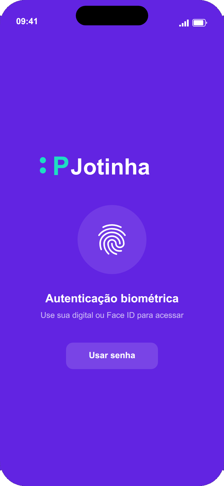 Tela de autenticacao biometrica