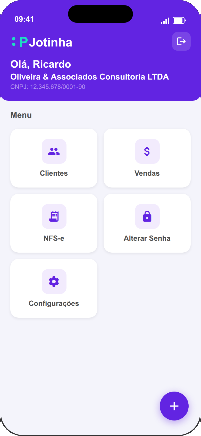 Tela inicial do Pjotinha